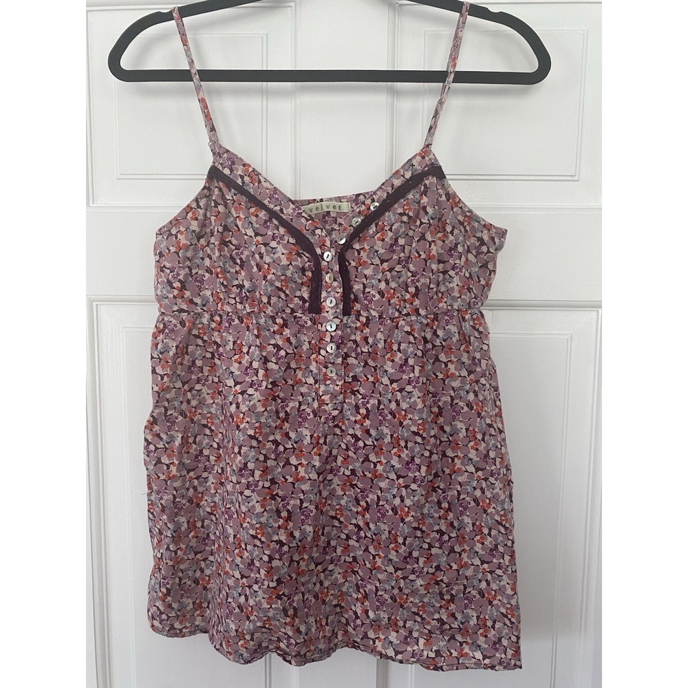 Velvet by Graham & Spencer Floral Cami Blouse SZ M 100% Cotton Made in‎ USA Boho
